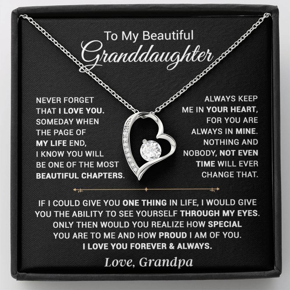 To My Granddaughter Necklace, Xmas Birthday Gift For Granddaughter From Grandpa 13_9_Black