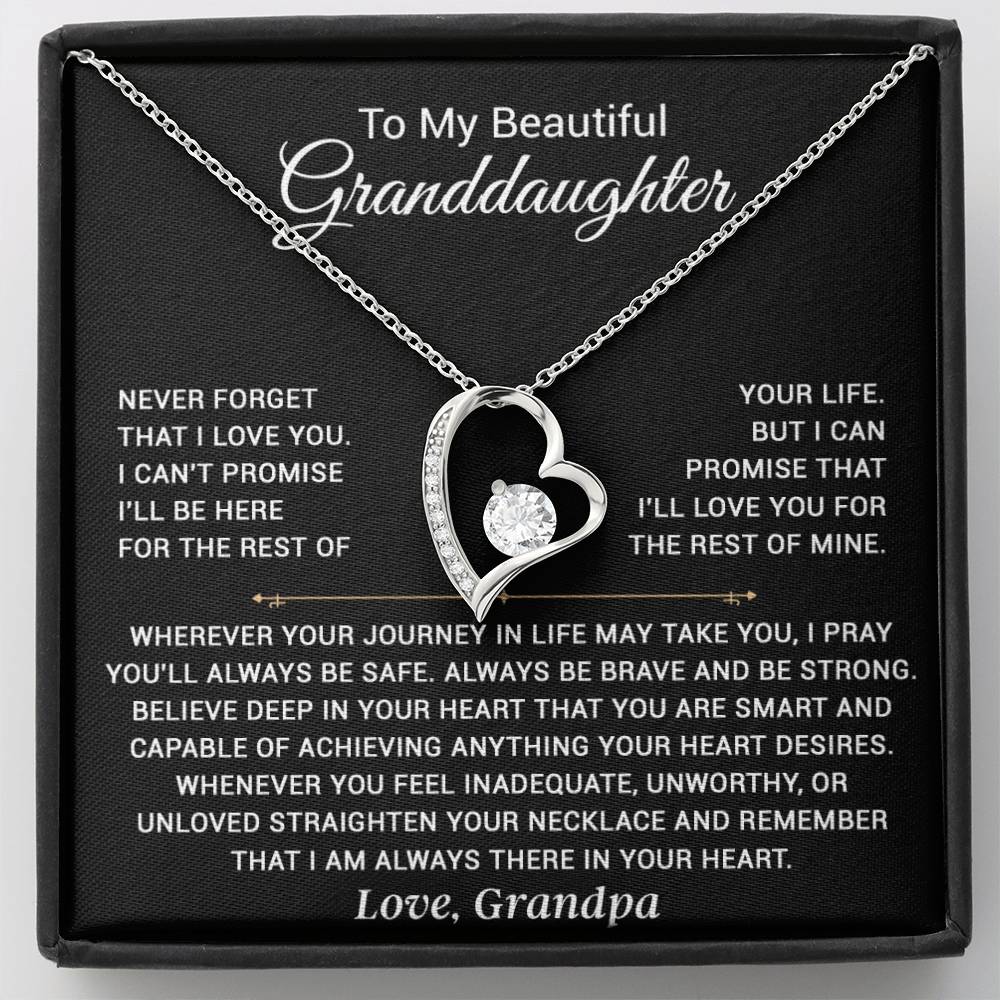 To My Granddaughter Necklace, Granddaughter Gift from Grandpa, Christmas Gift_Black