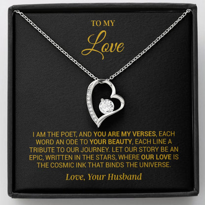 To My Beautiful Wife Necklace, Anniversary Gift, Valentine's Gift for Wife