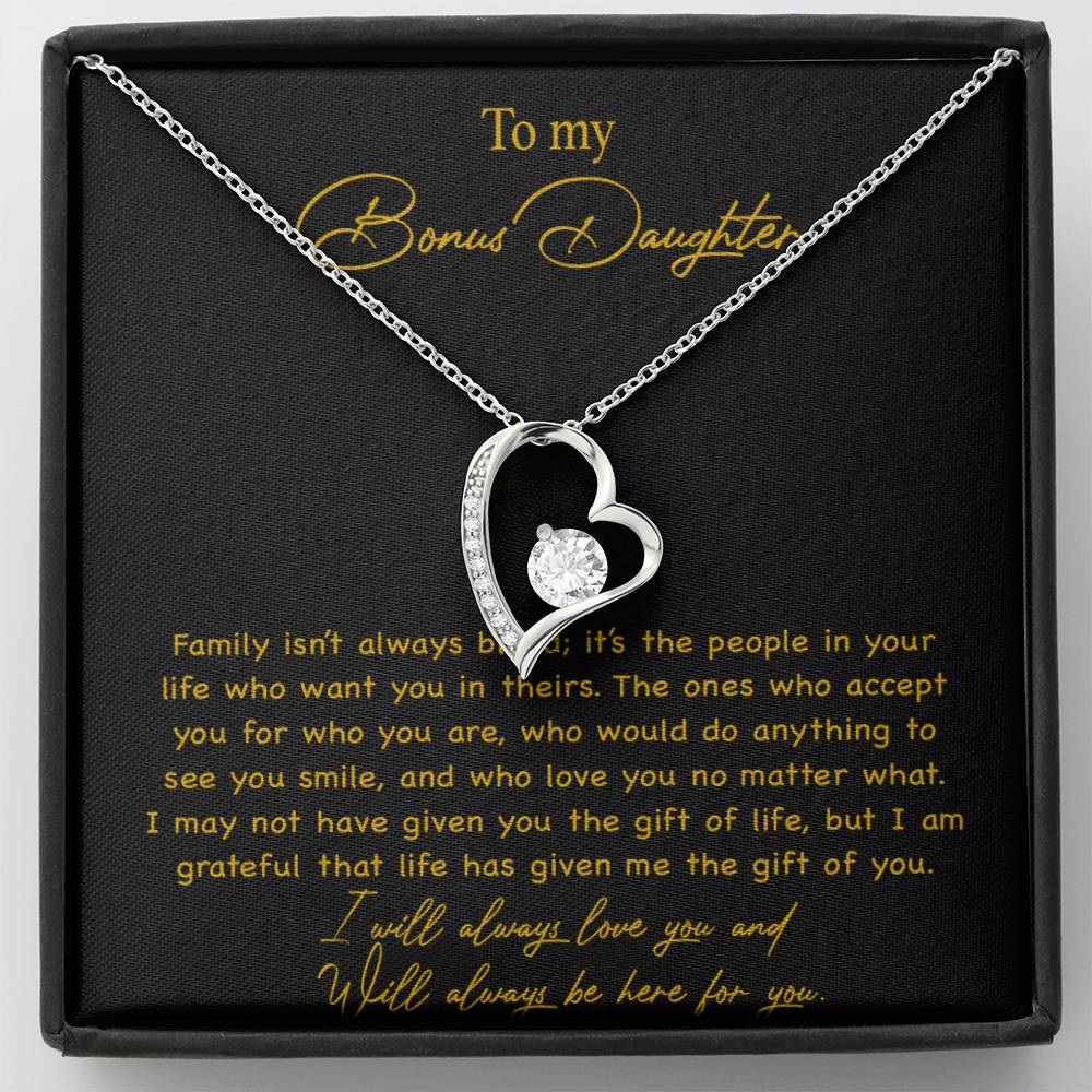 To my Bonus Daughter Necklace, Bonus Daughter, Step Daughter Gift 3-4_Gold