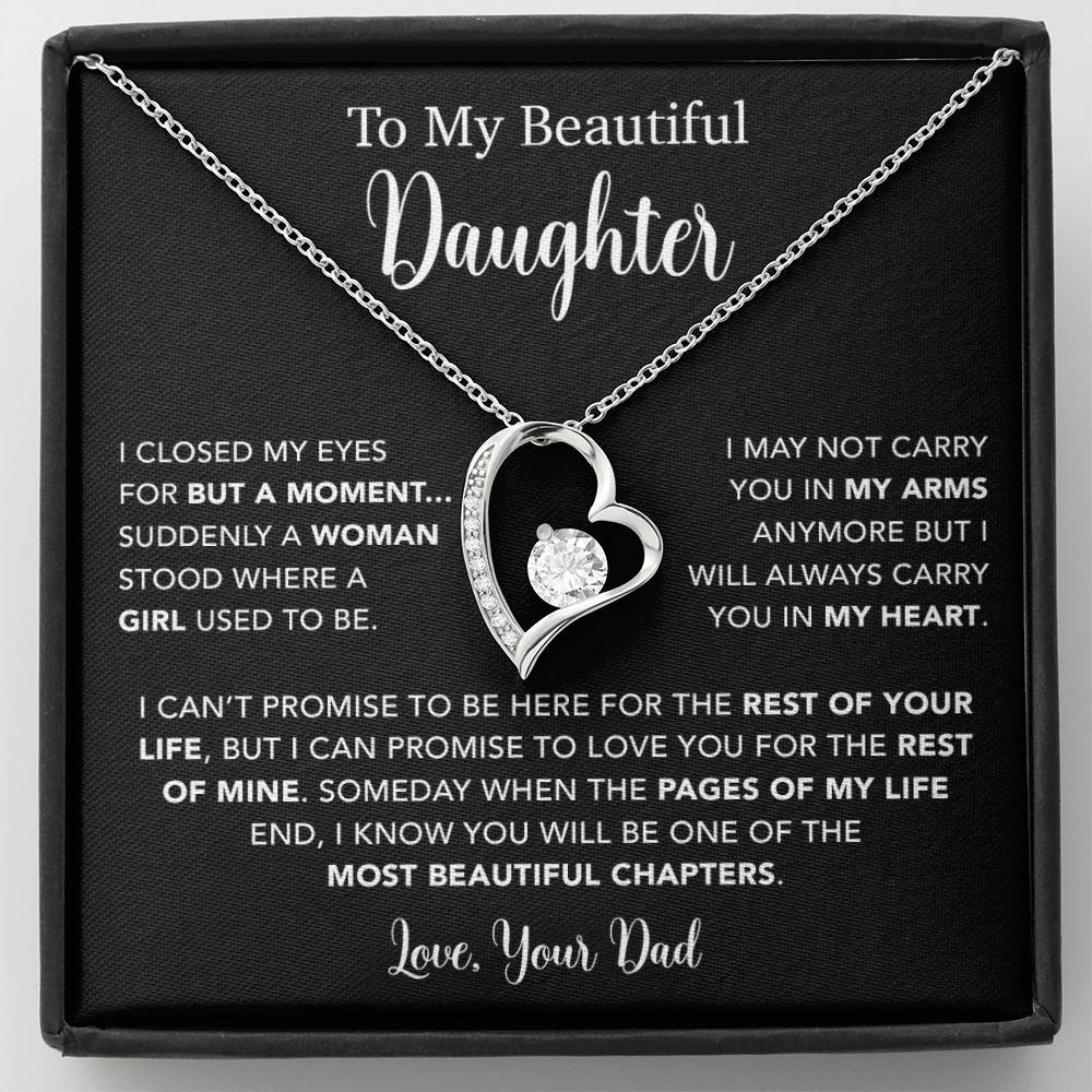 To My Daughter Necklace, Gift for Daughter from Dad, Father Daughter Necklace  22_5_Black