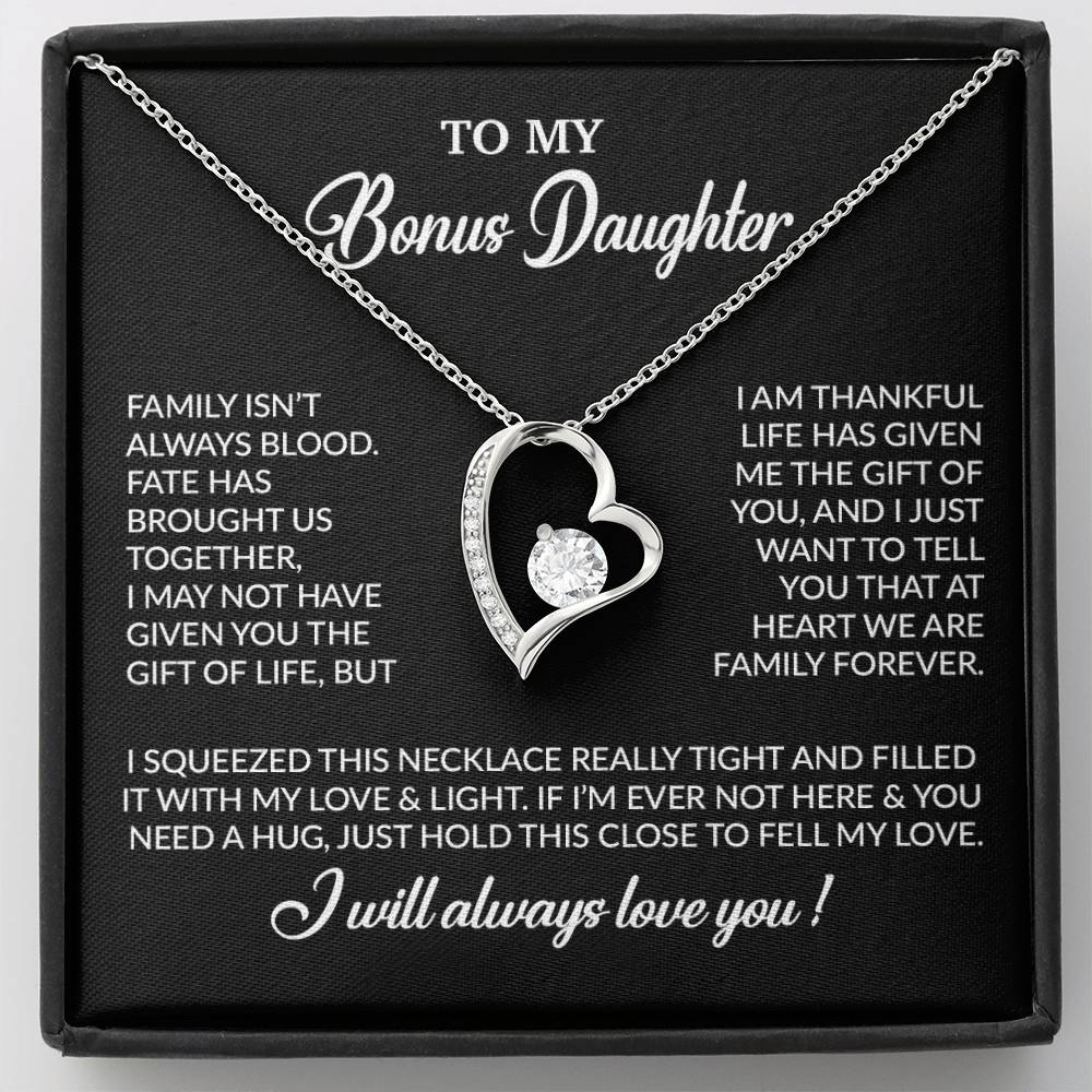 To My Bonus Daughter Necklace, Gift for Bonus Daughter, Step Daughter Birthday 7_11_Black