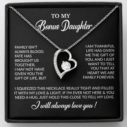 To My Bonus Daughter Necklace, Gift for Bonus Daughter, Step Daughter Birthday 7_11_Black