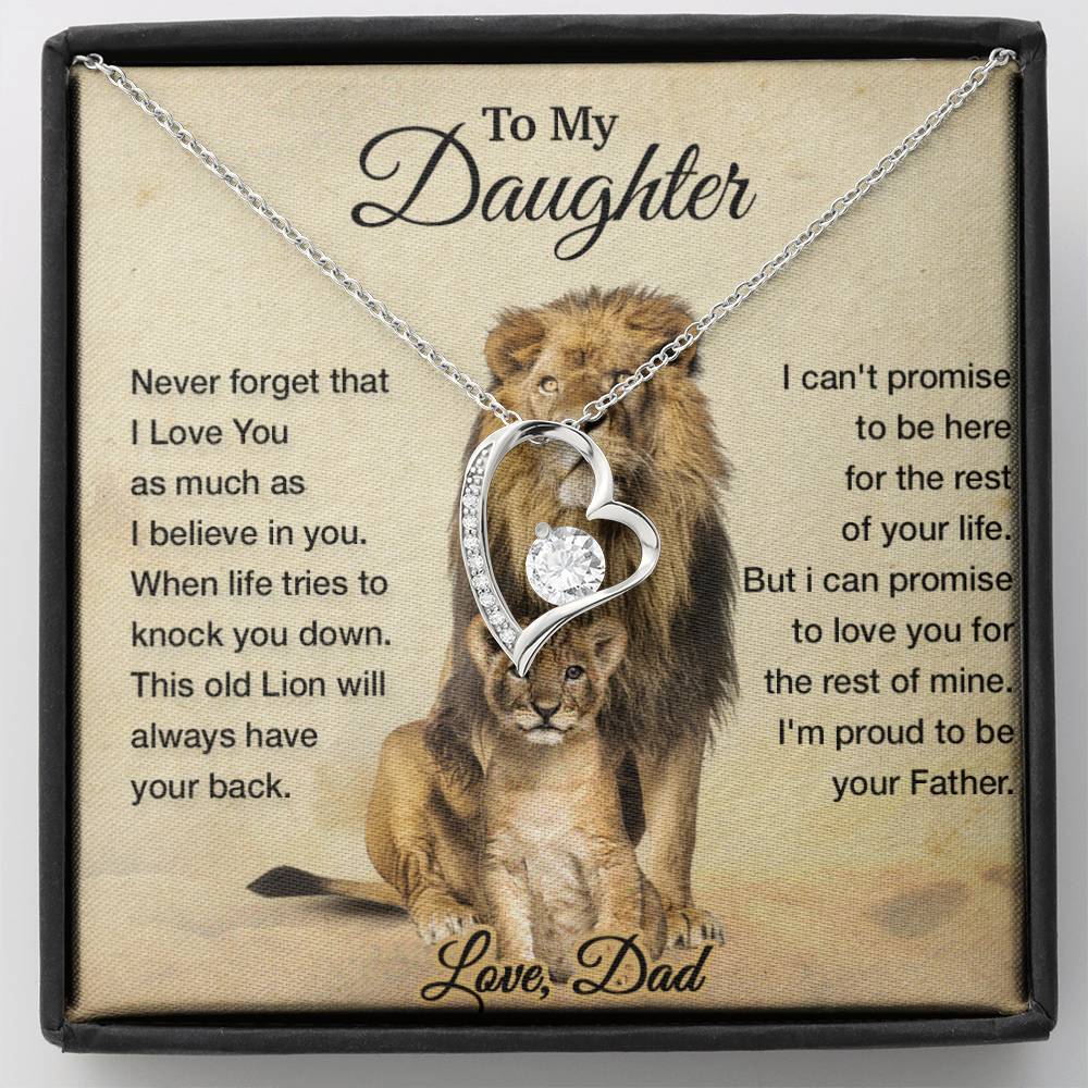 To My Daughter Necklace, Xmas Gift For Daughter From Dad, Daughter Father Lion