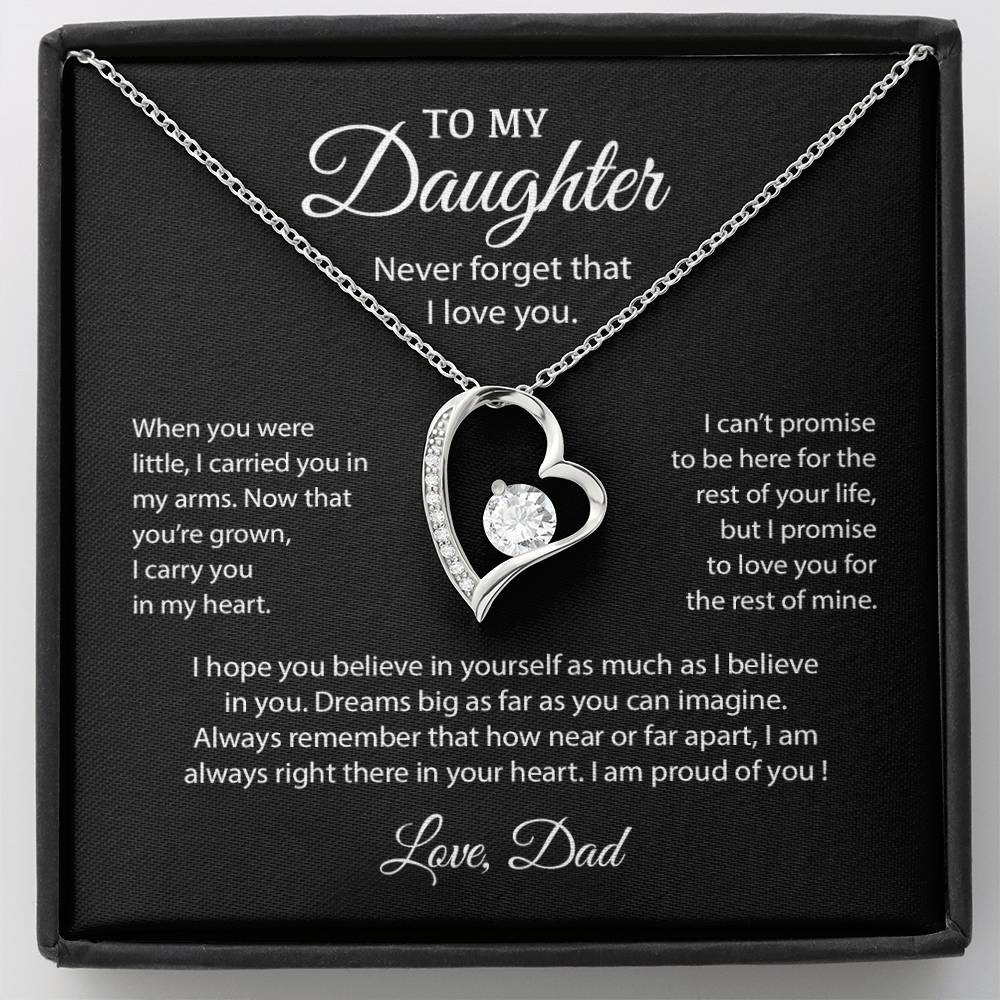 To My Daughter Necklace, Gift for Daughter from Dad, Father Daughter Necklace 10_6_Black