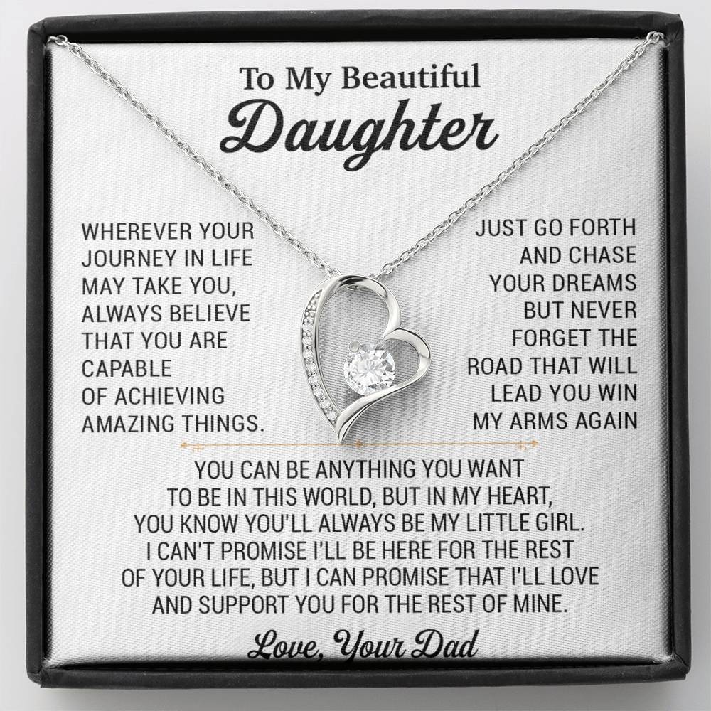 To My Daughter Necklace, Daughter Father Necklace, Daughter Gift From Dad 18_8_White