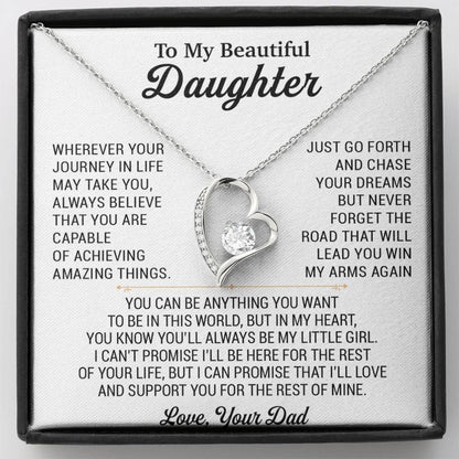 To My Daughter Necklace, Daughter Father Necklace, Daughter Gift From Dad 18_8_White