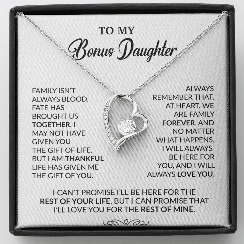 To My Bonus Daughter Necklace, Gift for Bonus Daughter, Step Daughter Birthday 30_9_White