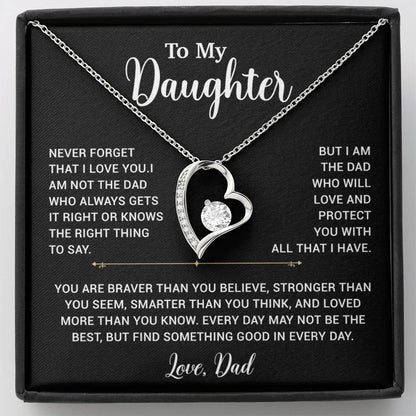 To My Daughter Necklace, Gift for Daughter from Dad, Father Daughter Necklace 2_6_Black