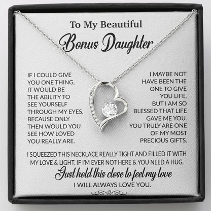 To My Bonus Daughter Necklace, Gift for Bonus Daughter, Step Daughter Birthday 1_10_White