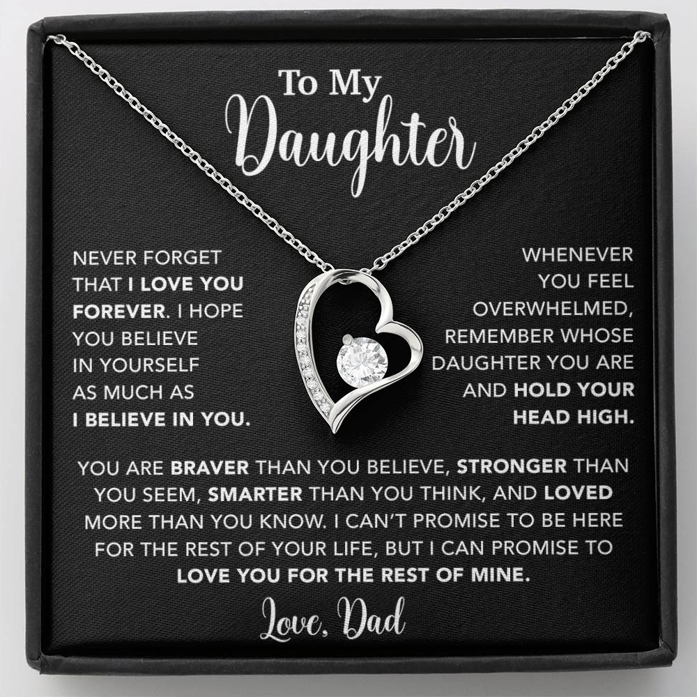 To My Daughter Necklace, Gift for Daughter from Dad, Father Daughter Necklace  9_4_Black