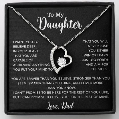 To My Daughter Necklace, Gift for Daughter from Dad, Father Daughter Necklace 18_5_Black