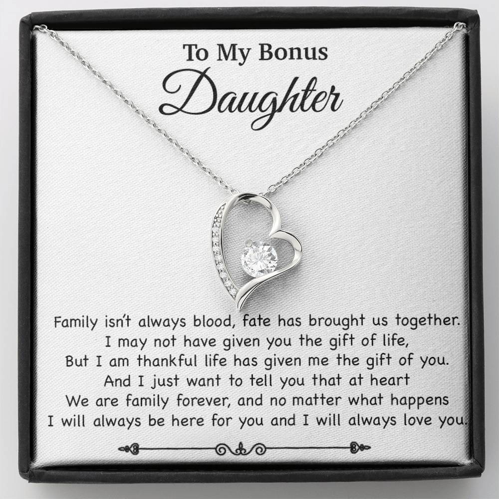 To My Bonus Daughter Necklace, Gift for Bonus Daughter, Step Daughter Birthday 2_11_White