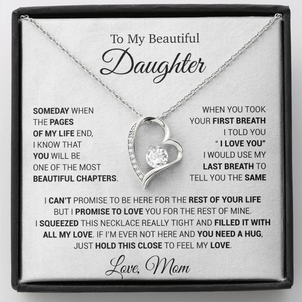 To My Daughter Necklace, Daughter Mother Necklace, Daughter Gift From Mom 13_5_White
