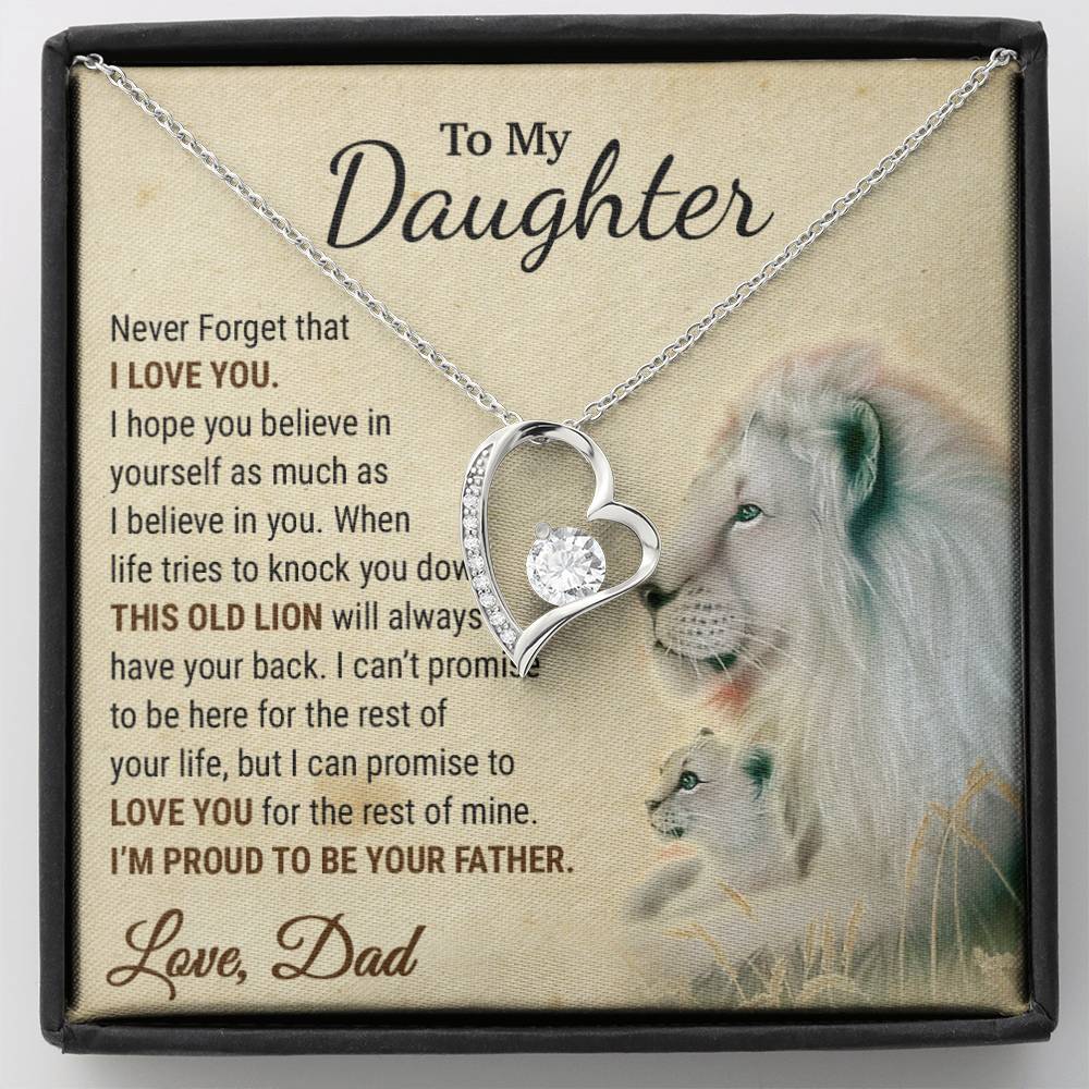 To My Daughter Necklace, Xmas Gift For Daughter From Dad, Daughter Father Lion