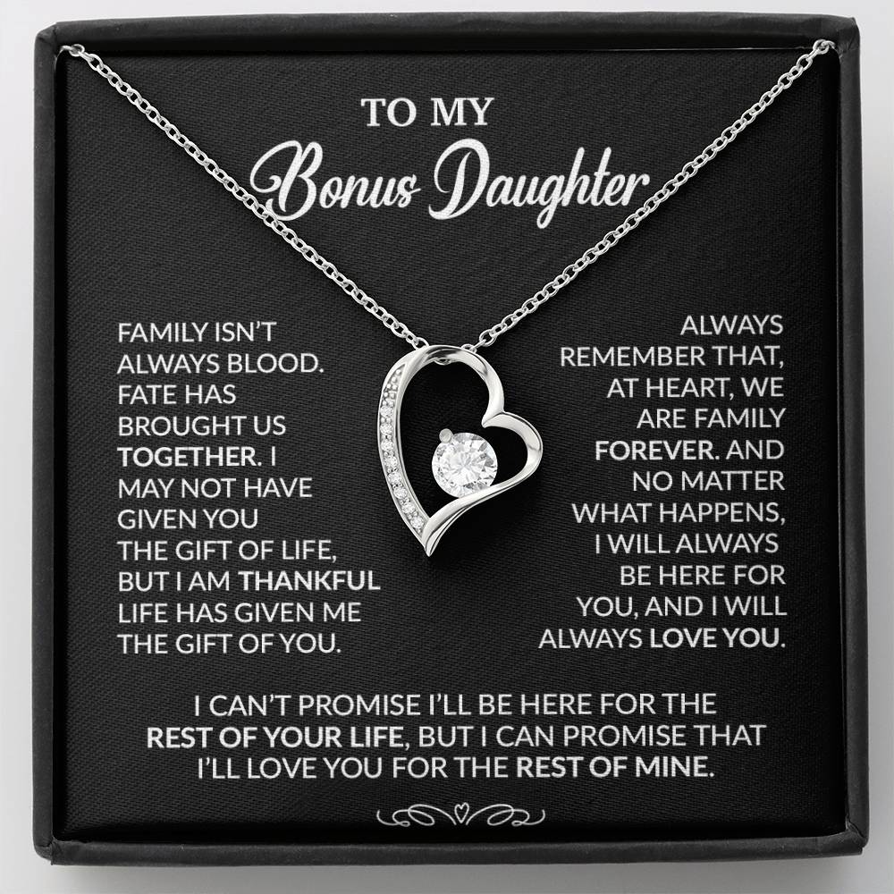 To My Bonus Daughter Necklace, Gift for Bonus Daughter, Step Daughter Birthday 30_9_Black
