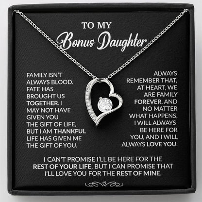 To My Bonus Daughter Necklace, Gift for Bonus Daughter, Step Daughter Birthday 30_9_Black