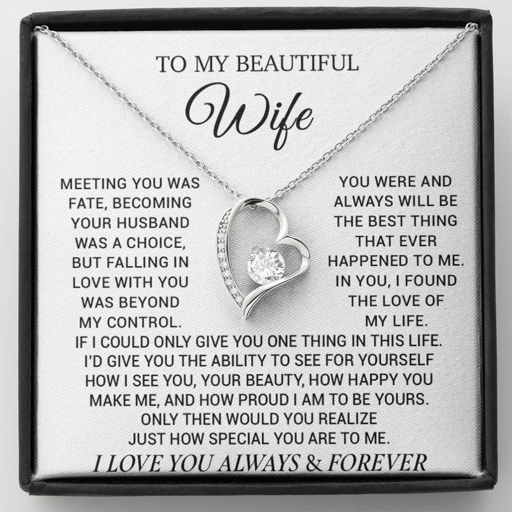To My Beautiful Wife Necklace, Wife Gift from Husband, Wife Birthday Gift, Christmas Gift