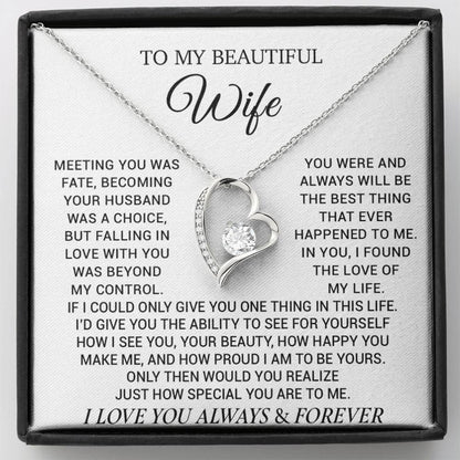 To My Beautiful Wife Necklace, Wife Gift from Husband, Wife Birthday Gift, Christmas Gift
