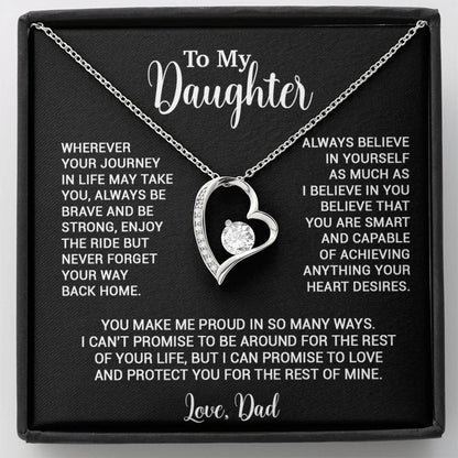 To My Daughter Necklace, Gift for Daughter from Dad, Father Daughter Necklace 3_6_Black