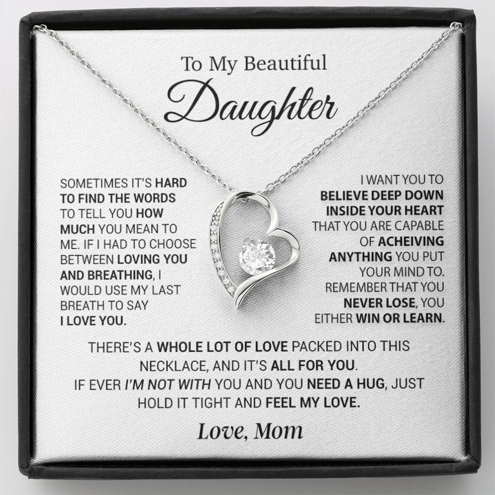 To My Daughter Necklace, Daughter Mother Necklace, Daughter Gift From Mom 5_12_White
