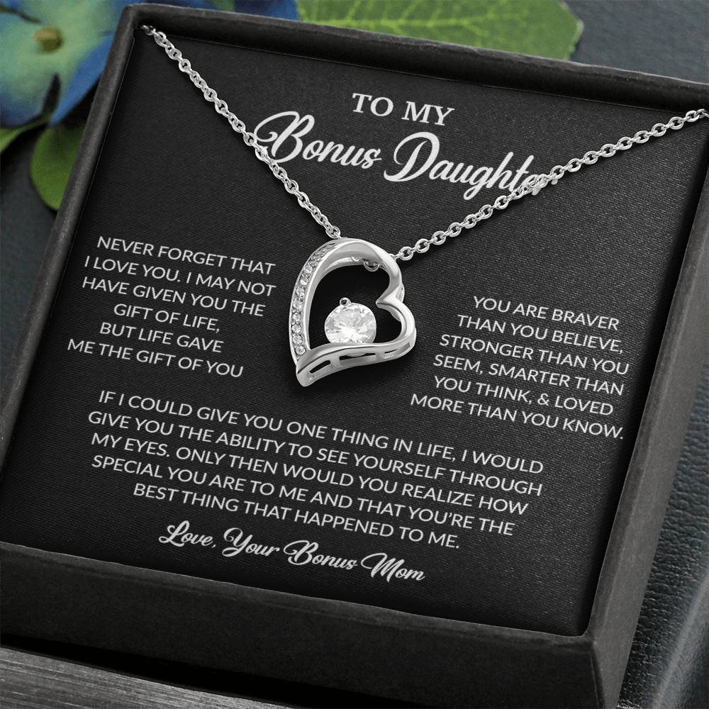 To My Bonus Daughter Necklace, Gift for Bonus Daughter, Step Daughter Birthday 5_6_Black