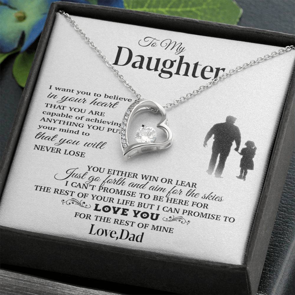 To My Daughter Necklace, Gift for Daughter from Dad, Father Daughter Necklace 30_11_White