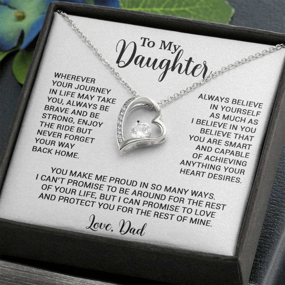 To My Daughter Necklace, Gift for Daughter from Dad, Father Daughter Necklace 3_6_White