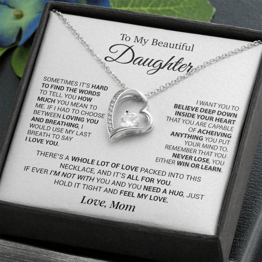 To My Daughter Necklace, Daughter Mother Necklace, Daughter Gift From Mom 5_12_White