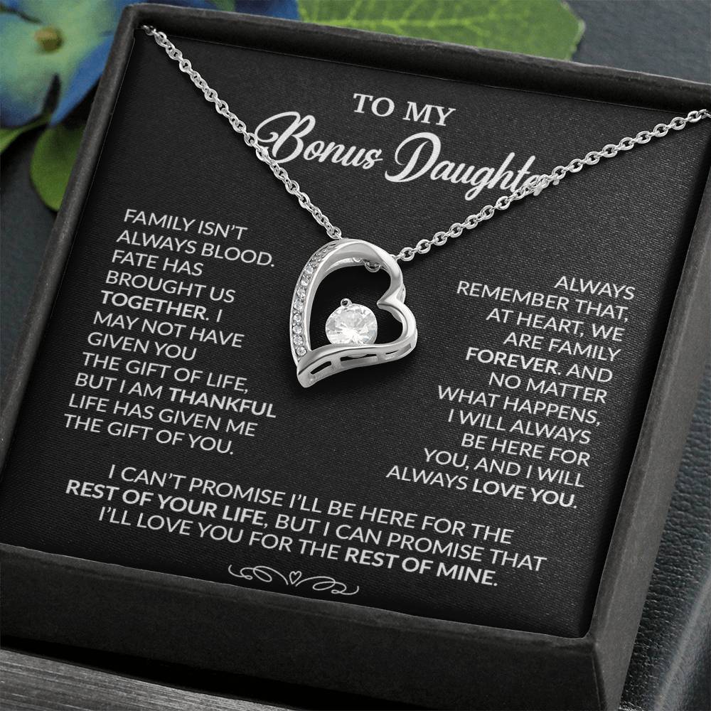 To My Bonus Daughter Necklace, Gift for Bonus Daughter, Step Daughter Birthday 30_9_Black