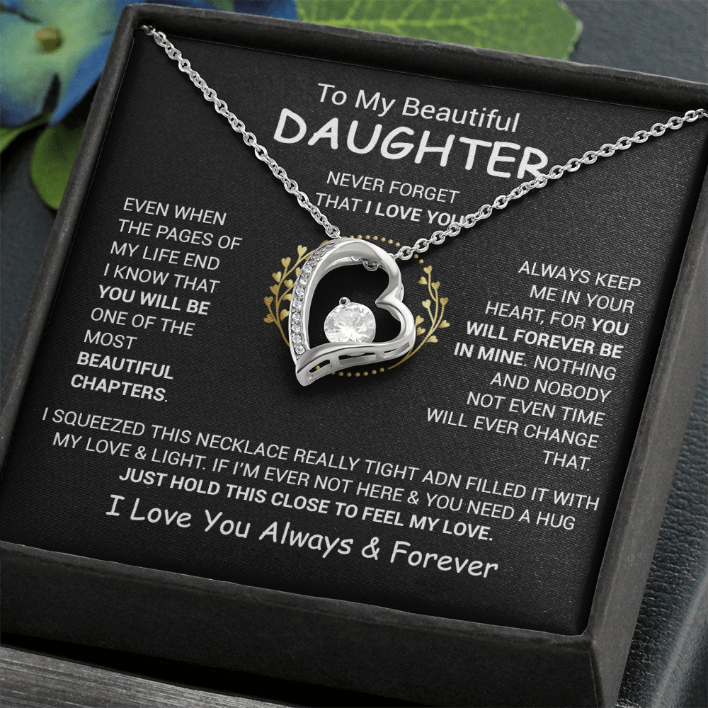 To My Daughter Necklace, Daughter Father Necklace, Daughter Gift From Dad, Mom 13_12_Black