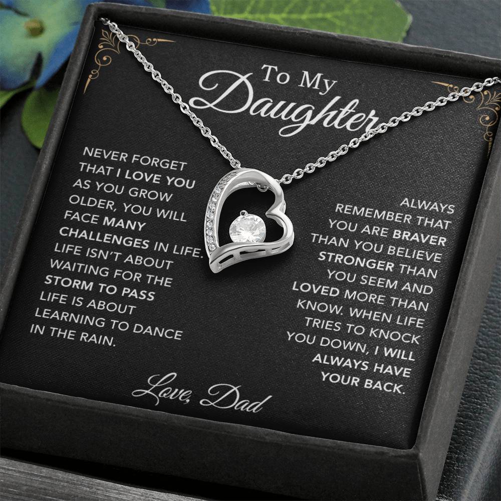 To My Daughter Necklace, Daughter Father Necklace, Daughter Gift From Dad_Black