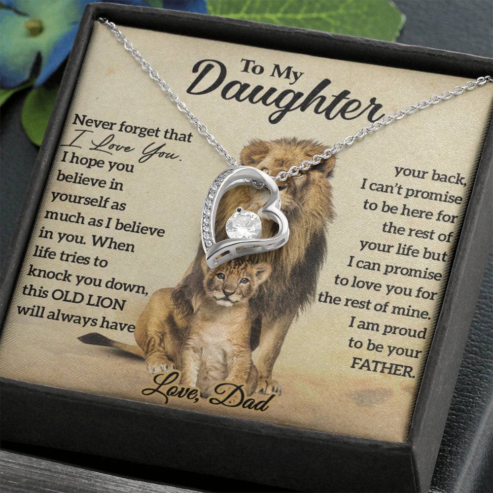 To My Daughter Lion Necklace, Daughter Birthday Gift, Lion Dad Gift
