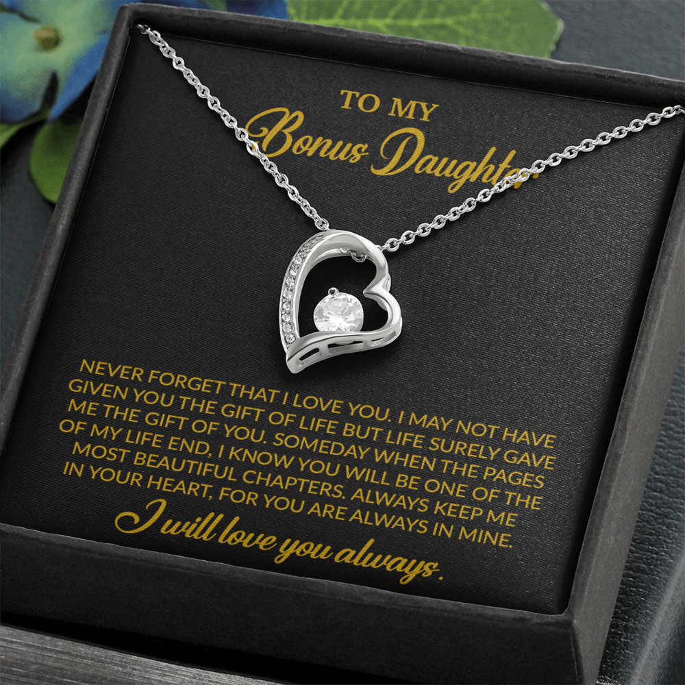 To My Bonus Daughter Necklace, Gift for Bonus Daughter, Step Daughter Birthday 4_10_Gold