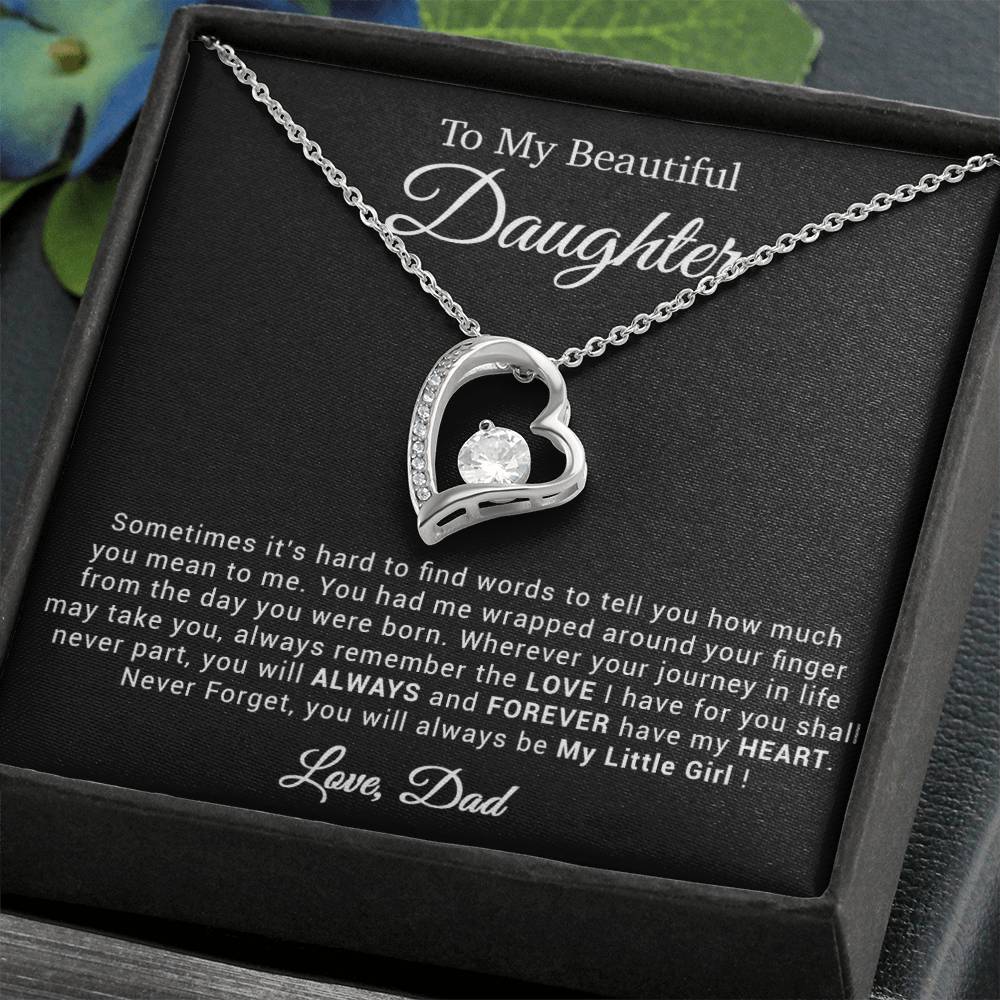 To My Daughter Necklace, Gift for Daughter from Dad, Father Daughter Necklace 21_4_Black