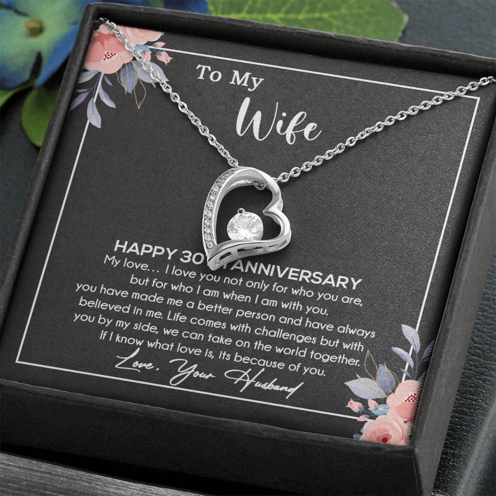 30th Anniversary Gift For Wife Necklace, 30 Year Anniversary, 30th Wedding Gift _Black