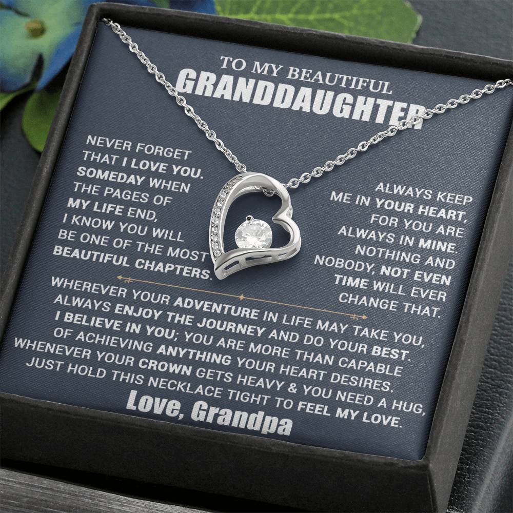To My Granddaughter Necklace, Granddaughter Gift from Grandpa, Christmas Gift 10_10_Blue