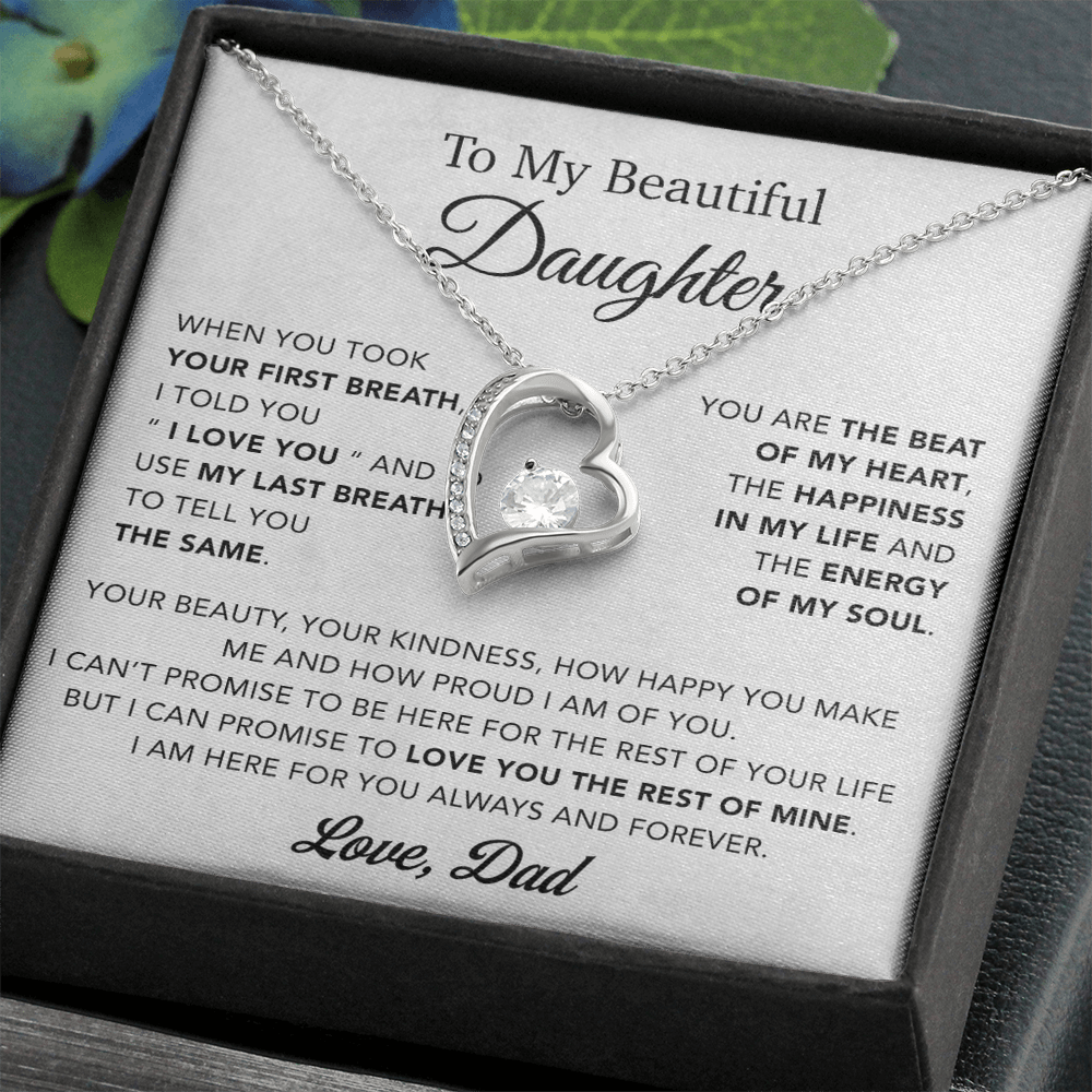 To My Daughter Necklace, Gift for Daughter from Dad, Father Daughter Necklace 10_4_White