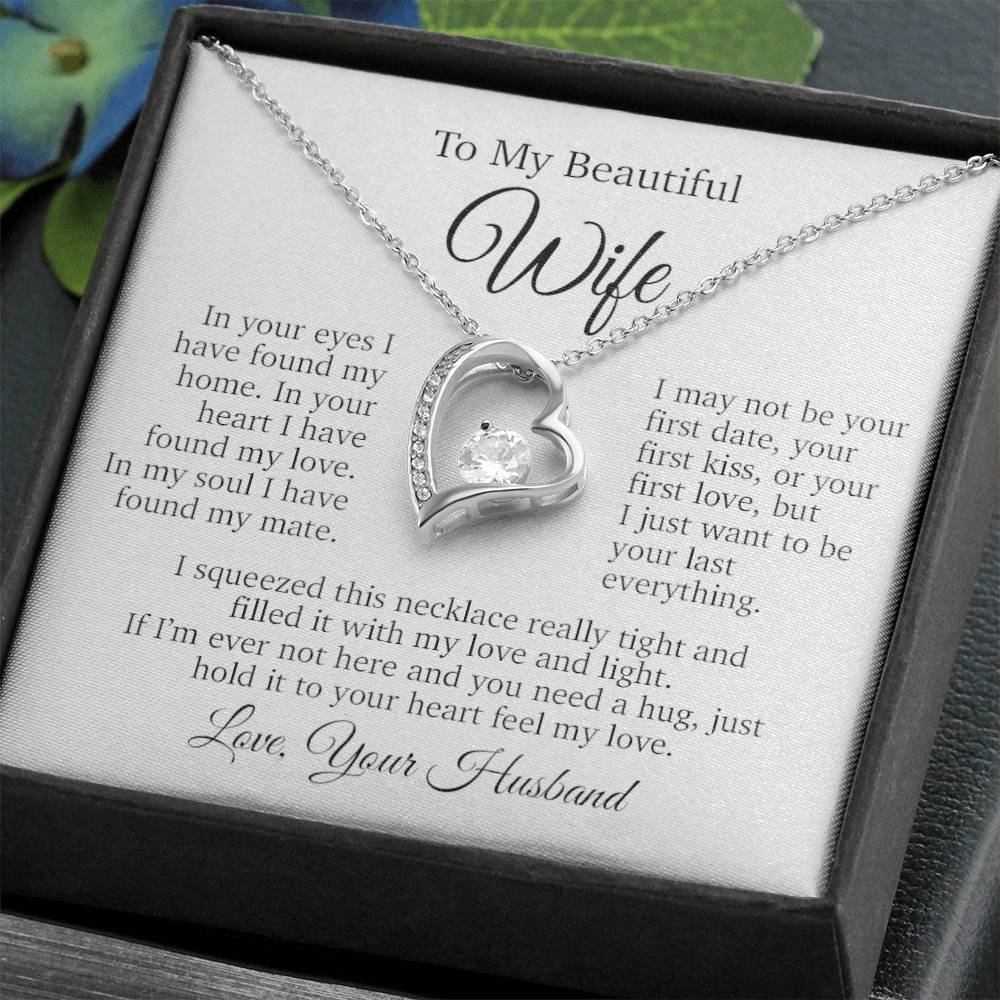 To My Wife Necklace, Gift From Husband, Anniversary Gifts Wife_White