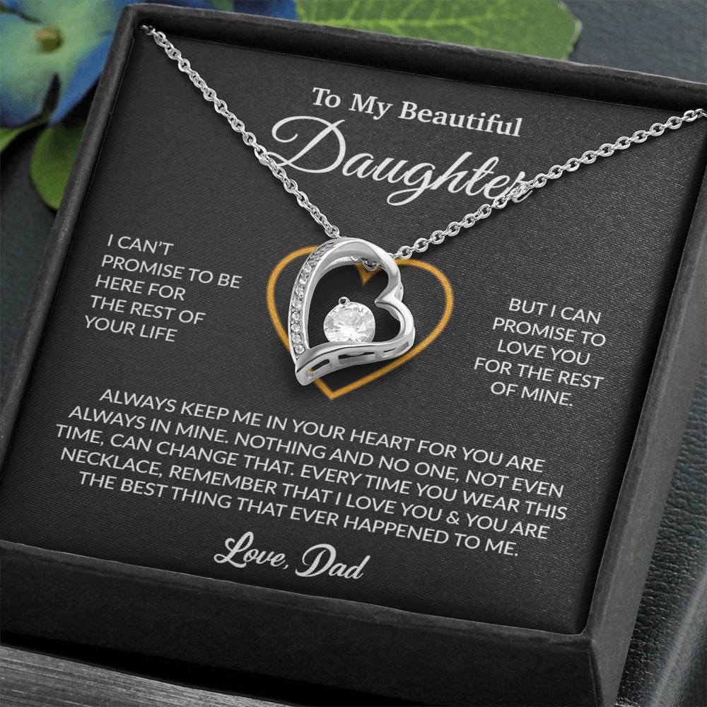 To My Daughter Necklace, Gift for Daughter from Dad, Father Daughter Necklace 6_6_Black
