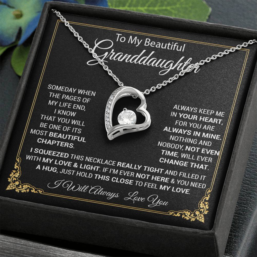 To My Granddaughter Necklace, Gift For Your Granddaughter, Christmas,Anniversary, Graduation_Black