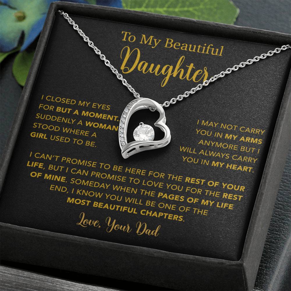 To My Daughter Necklace, Gift for Daughter from Dad, Father Daughter Necklace  22_5_Gold