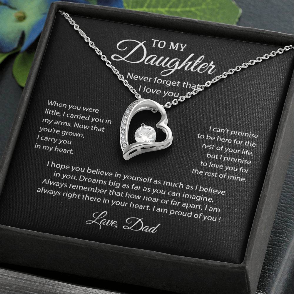 To My Daughter Necklace, Gift for Daughter from Dad, Father Daughter Necklace 10_6_Black
