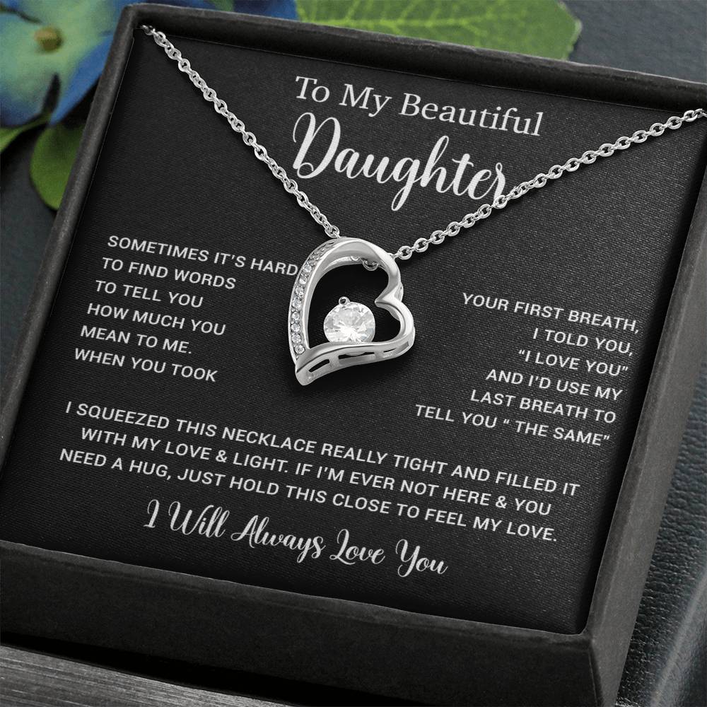 To My Daughter Necklace, Gift for Daughter from Dad, Father Daughter Necklace  11_5_Black