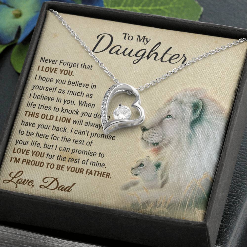 To My Daughter Necklace, Xmas Gift For Daughter From Dad, Daughter Father Lion
