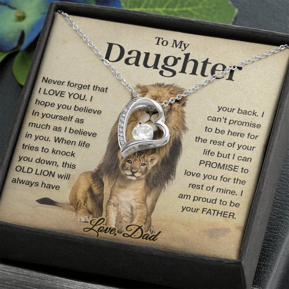 To My Daughter Necklace, Xmas Gift For Daughter From Dad, Daughter Father Lion