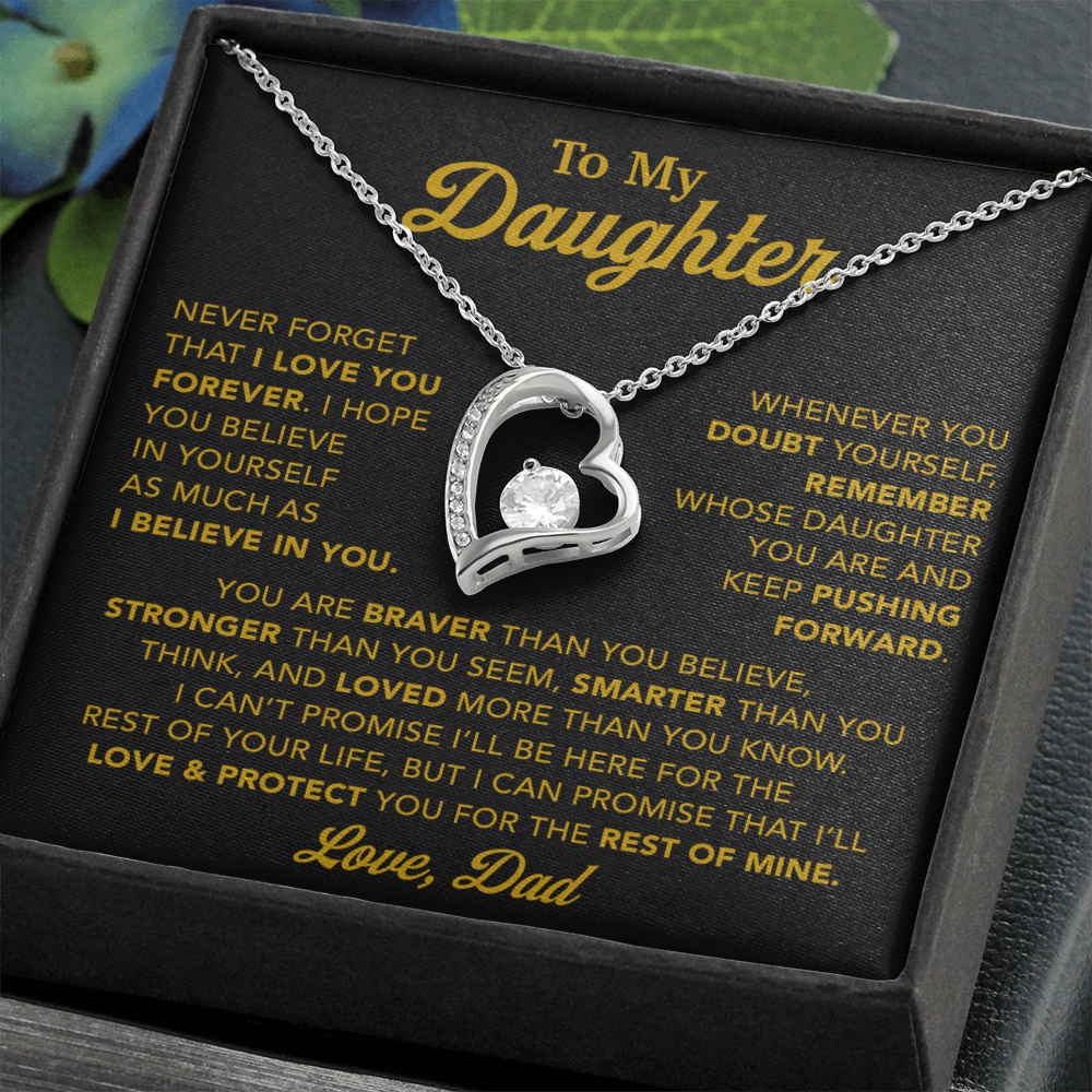 To My Daughter Necklace, Gift for Daughter from Dad, Father Daughter Necklace 15_11_Gold