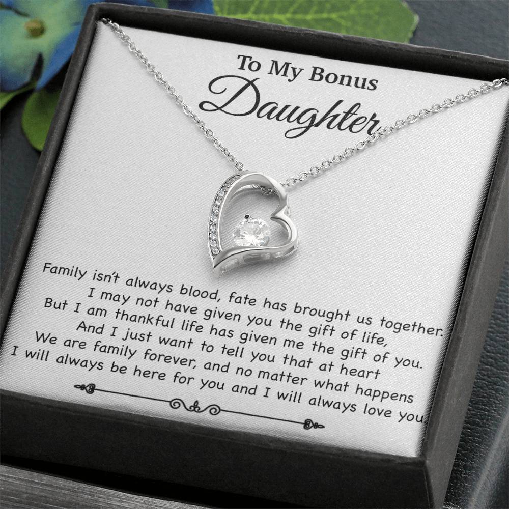 To My Bonus Daughter Necklace, Gift for Bonus Daughter, Step Daughter Birthday 2_11_White