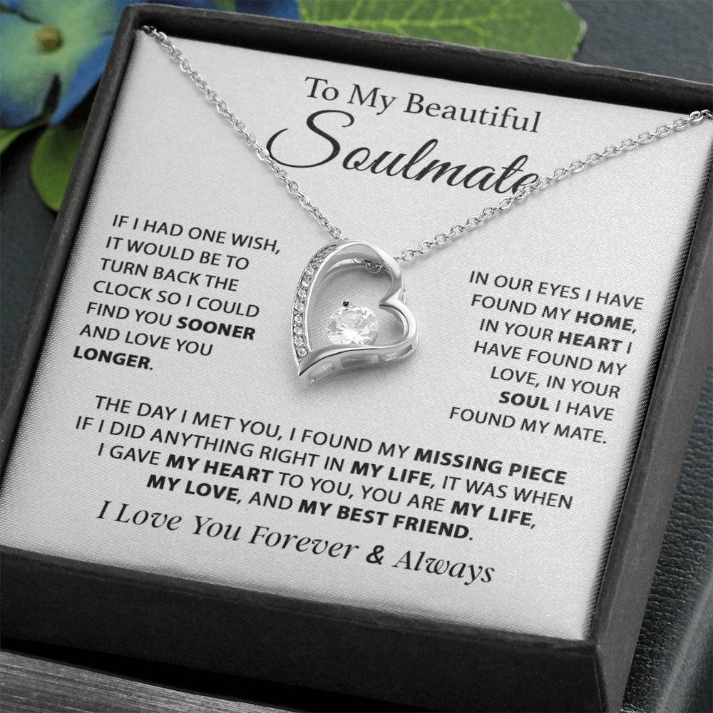 To My Soulmate Necklace, Gift For Girlfriend Wife, Birthday Gifts Christmas Gifts 11_11_White
