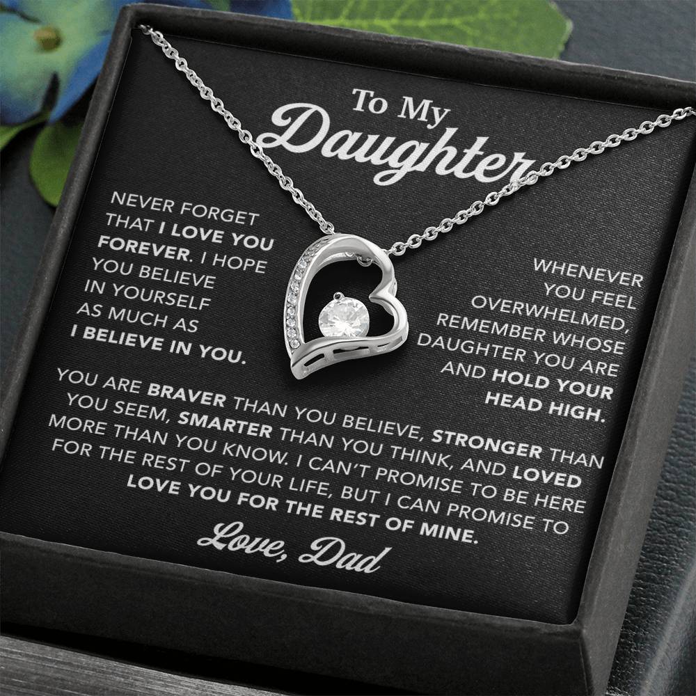 To My Daughter Necklace, Gift for Daughter from Dad, Father Daughter Necklace 26_10_Black